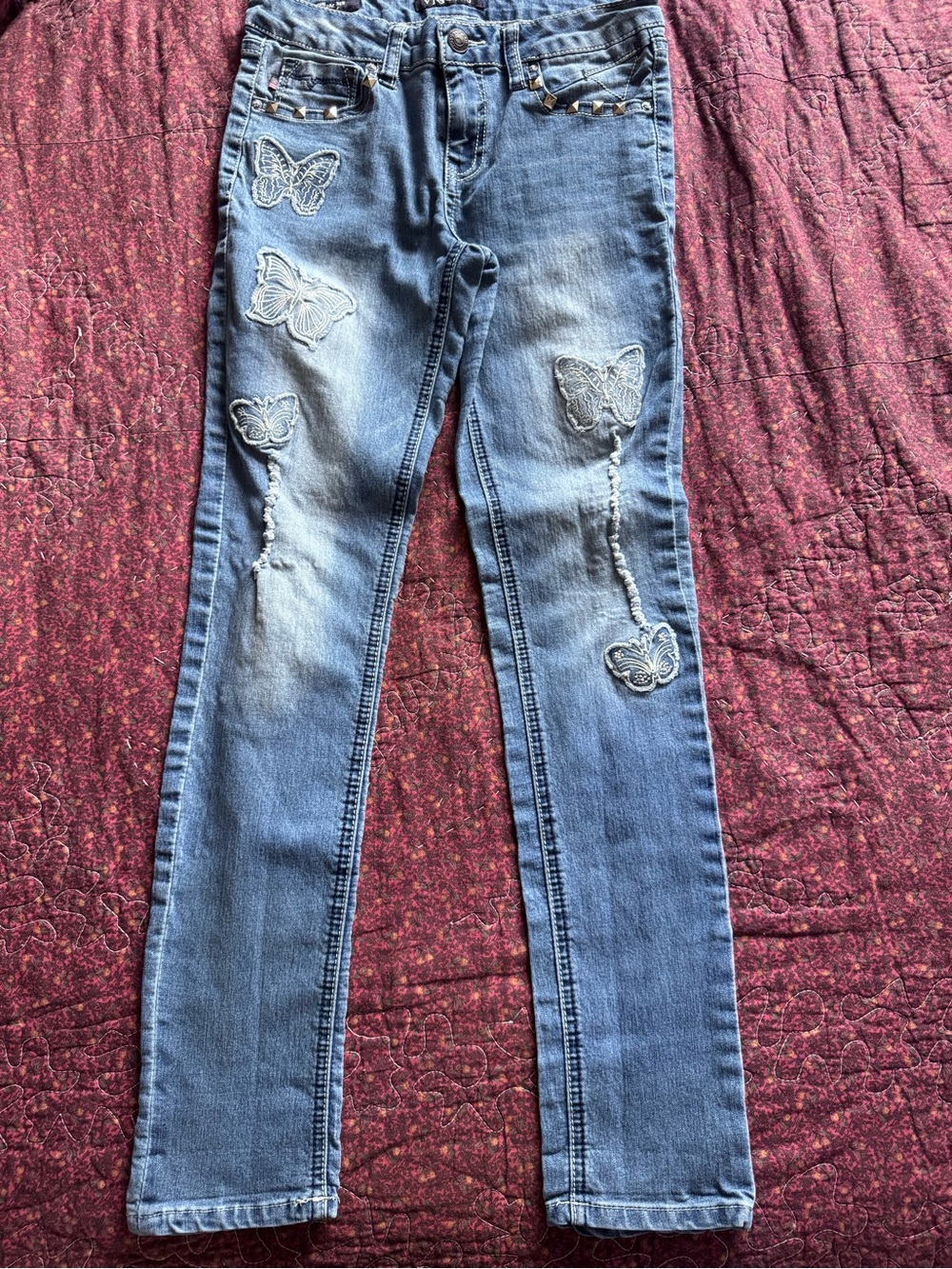 Vigoss Blue Skinny Jeans with Butterfly Appliqués